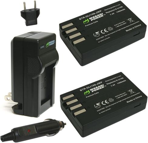 Wasabi Power Battery (2-Pack) and Charger for Pentax D-LI109 and Pentax K-r, K-30, K-50, K-500 in Saudi Arabia