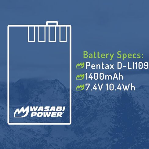 Wasabi Power Battery (2-Pack) and Charger for Pentax D-LI109 and Pentax K-r, K-30, K-50, K-500 in Saudi Arabia