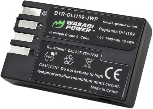 Wasabi Power Battery (2-Pack) and Charger for Pentax D-LI109 and Pentax K-r, K-30, K-50, K-500 in Saudi Arabia