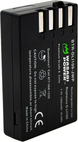 Wasabi Power Battery (2-Pack) and Charger for Pentax D-LI109 and Pentax K-r, K-30, K-50, K-500 in Saudi Arabia