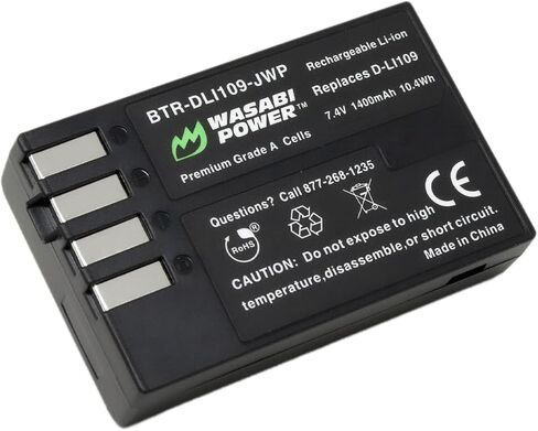 Wasabi Power Battery (2-Pack) and Charger for Pentax D-LI109 and Pentax K-r, K-30, K-50, K-500 in Saudi Arabia