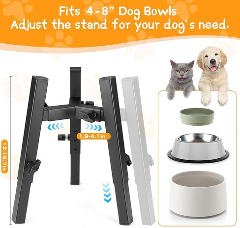 Elevated Dog Bowl Stand,Food Water Holder with Silicone Mat,Adjustable Hight and Size Raised Dog Bowl,Fits 4-8inches Bowls,5 Gear Elevated for Small,Medium and Large Dogs in Kuwait