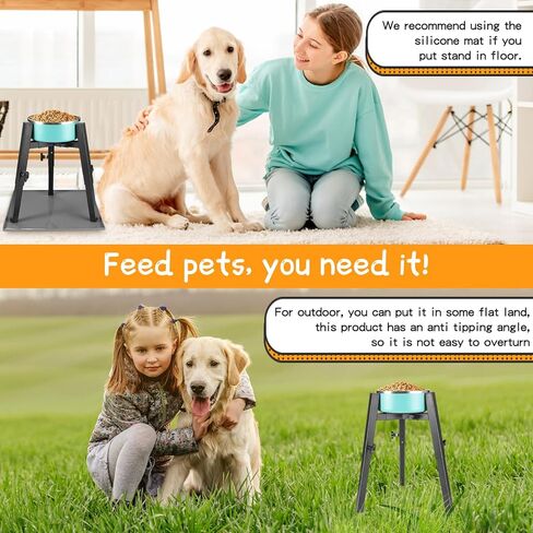 Elevated Dog Bowl Stand,Food Water Holder with Silicone Mat,Adjustable Hight and Size Raised Dog Bowl,Fits 4-8inches Bowls,5 Gear Elevated for Small,Medium and Large Dogs in Kuwait