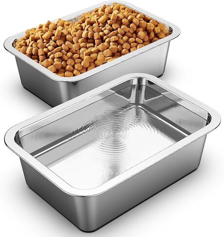 وعاء ماء كبير للكلاب سعة 1.2 جالون، قطعتان من أوعية الكلاب المصنوعة من الفولاذ المقاوم للصدأ للكلاب الكبيرة/الكبيرة جدًا، أوعية طعام ومياه للكلاب للاستخدام الداخلي والخارجي in Kuwait