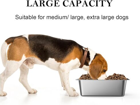 وعاء ماء كبير للكلاب سعة 1.2 جالون، قطعتان من أوعية الكلاب المصنوعة من الفولاذ المقاوم للصدأ للكلاب الكبيرة/الكبيرة جدًا، أوعية طعام ومياه للكلاب للاستخدام الداخلي والخارجي in Kuwait
