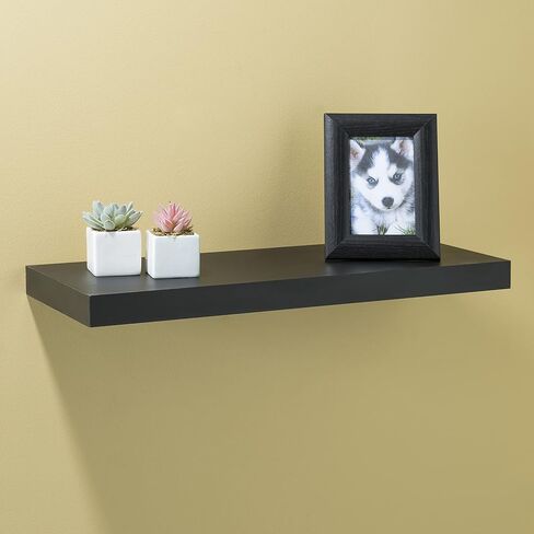 رف حائط عائم من Home Basics باللون الأبيض مقاس 18 بوصة (عبوة واحدة) رف معاصر وحديث لإطارات الصور والمنحوتات والنباتات والأساسيات | دعامات تثبيت غير مرئية in Saudi Arabia