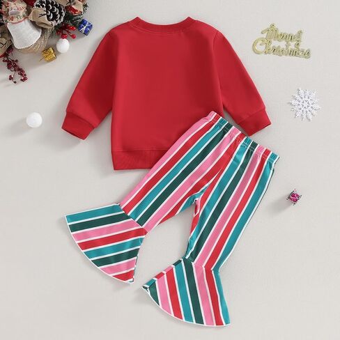 Newbgclo طفلة عيد الميلاد الزي طويل الأكمام رسالة البلوز قمم سانتا جرس قيعان السراويل مجموعة طفل ملابس عيد الميلاد in Kuwait