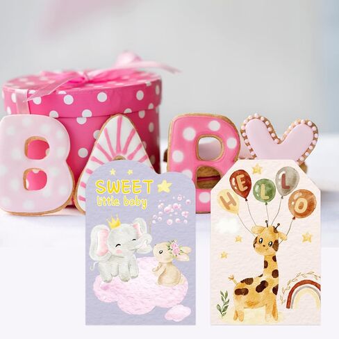 FANCY LAND Baby Shower Cards Assortment New Baby Animal Cards with Envelopes 12PCS Welcome Cards Boys Girls Party Supply in Saudi Arabia