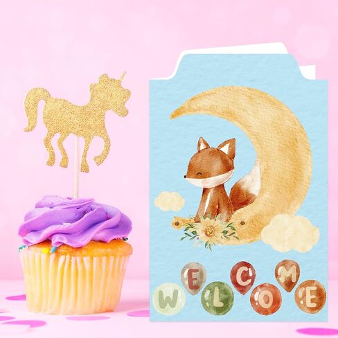 FANCY LAND Baby Shower Cards Assortment New Baby Animal Cards with Envelopes 12PCS Welcome Cards Boys Girls Party Supply in Saudi Arabia