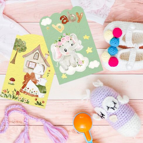 FANCY LAND Baby Shower Cards Assortment New Baby Animal Cards with Envelopes 12PCS Welcome Cards Boys Girls Party Supply in Saudi Arabia