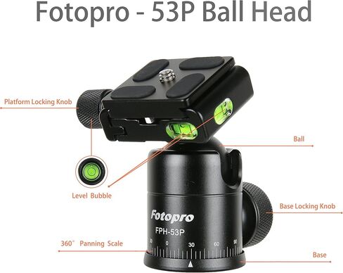 Fotopro Mini Tripod with Ball Head Phone Mount Detachable Selfie Stick Folded only 8.6" Max Load up to 6.6 lbs FY-810 Black in Kuwait