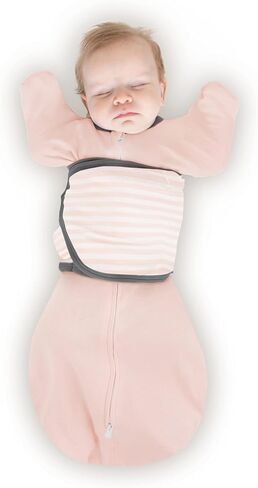 Amazing Baby 6-Way Omni Swaddle Sack with Wrap, Pink Stripes, 6-14 lbs | Most Versatile Swaddle for Newborn with More Options to Calm Startle Reflex, Arms Up Sleeves & Mitten Cuffs for Better Sleep in Saudi Arabia