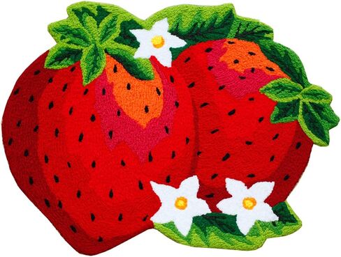 Cute Strawberry Shape Bathroom Rug for Kids Non Slip Absorbent Bath Mat Washable Shaggy Kids Bedroom Decor Bathroom Door Mat 32 by 24 Inch in Saudi Arabia