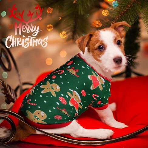 6 Pieces Christmas Dog Clothes Pet Shirts Breathable Puppy Vest Printed Christmas Snowman Reindeer Santa Claus Dog Shirts for Soft Outfit Dogs and Cats (L(8.8lbs-11.1lbs)) in Saudi Arabia