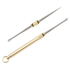 ORYOUGO 5 قطع من أعواد الأسنان المحمولة من التيتانيوم لإزالة شمع الأذن المعدنية 2 في 1 جيب سلسلة مفاتيح نحاسية قابلة لإعادة الاستخدام وشوكة الفاكهة والتخييم EDC أدوات العناية بالفم in Kuwait