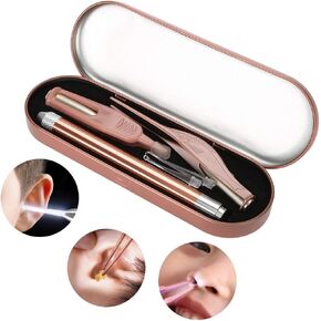 Ear Wax Removal Tool Kit LED 3 in 1 Cleaner for Earwax and Nasal Booger,Stainless Steel with Plastic Safety Smooth Without Hurting ear,Ear Spoon Pick Set With Storage Box for Kids and Adult in Saudi Arabia