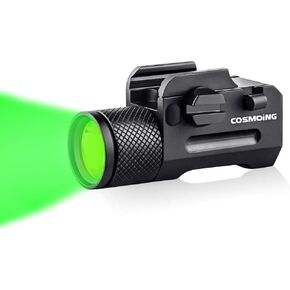 COSMOING 400 Yards Gun Flashlight Red/Green/White LED Tactical Rail Mounted with Quick Release, Fits Glock Taurus Ruger Springfield H&K S&W