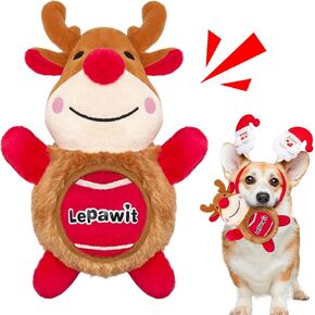 Lepawit Christmas Dog Toys, 2 in 1 Plush Squeaky Dog Toys for Medium and Large Dogs, Cute Reindeer & Detachable Ball, Interactive Outdoor Dog Training Toy, for Dogs in Kuwait