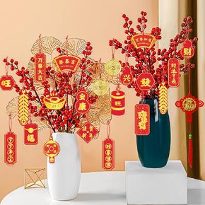 68Pcs Chinese New Year Hanging Ornaments 2024 Spring Festival Lucky Fu Character Chinese Knot Pendant with Rope Traditional New Year Holiday Embellishments Gift for Home Office Car Trees Decor in Kuwait