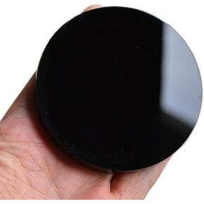 Black Obsidian Scrying Mirror Round Smooth Natural Crystal Polished Diameter 3 inch / 80mm in Kuwait