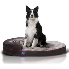 Laifug Memory Foam Oval Dog Bed (31x21x7Inches, Dark Gray), Orthopedic Dog Bed for Dogs with Durable Waterproof Liner & Removable Washable Cover & Nonskid Bottom