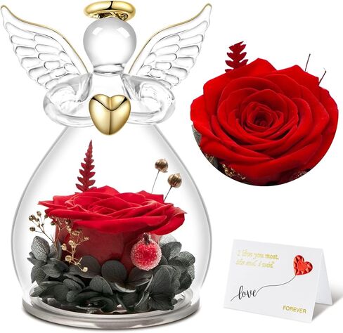 سونيا تماثيل ملاك هدية عيد الحب للجدة والام الحفاظ على الورود إلى الأبد هدية الملاك للنساء والأم والجدة في عيد الميلاد وعيد الشكر - احمر in Kuwait