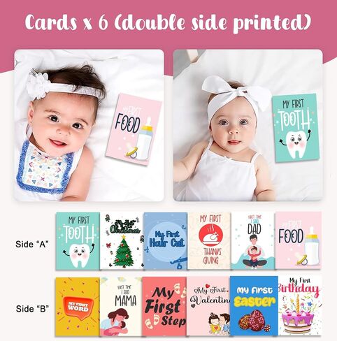 Baby Milestone Blanket for Girls, Pink Floral Monthly Photo Prop Blanket, 60x40 Baby Growth Chart with 6 Milestone Cards, Newborn Girl in Saudi Arabia