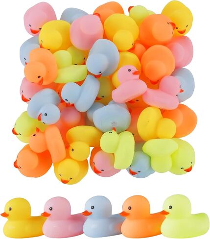 50 Pcs Multicolor Mini Rubber Duck Bath Toy ,Squeak and Float Colored Small Ducks in Bulk Baby Sower Ducks ,Jeep Ducking Birthday Gifts Classroom Incentives Summer Beach and Pool Activity in Saudi Arabia