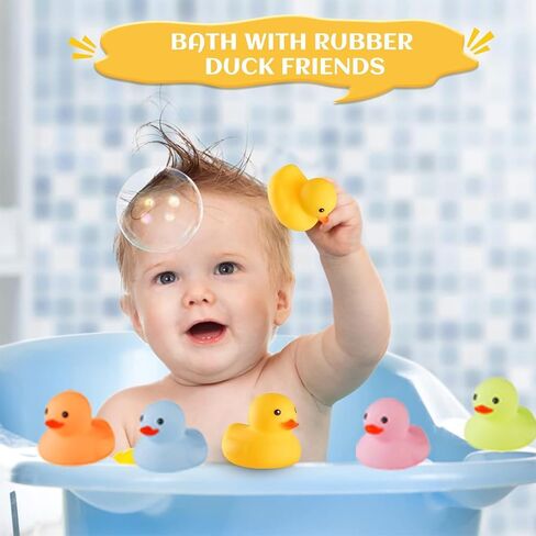50 Pcs Multicolor Mini Rubber Duck Bath Toy ,Squeak and Float Colored Small Ducks in Bulk Baby Sower Ducks ,Jeep Ducking Birthday Gifts Classroom Incentives Summer Beach and Pool Activity in Saudi Arabia