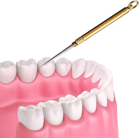 ORYOUGO 5 قطع من أعواد الأسنان المحمولة من التيتانيوم لإزالة شمع الأذن المعدنية 2 في 1 جيب سلسلة مفاتيح نحاسية قابلة لإعادة الاستخدام وشوكة الفاكهة والتخييم EDC أدوات العناية بالفم in Kuwait