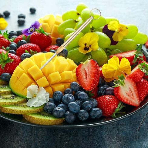 ORYOUGO 5 قطع من أعواد الأسنان المحمولة من التيتانيوم لإزالة شمع الأذن المعدنية 2 في 1 جيب سلسلة مفاتيح نحاسية قابلة لإعادة الاستخدام وشوكة الفاكهة والتخييم EDC أدوات العناية بالفم in Kuwait