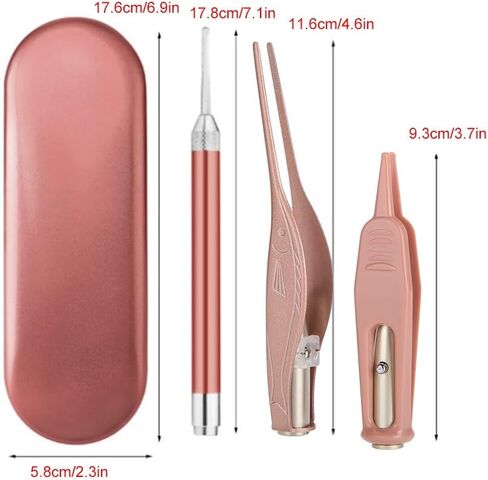 Ear Wax Removal Tool Kit LED 3 in 1 Cleaner for Earwax and Nasal Booger,Stainless Steel with Plastic Safety Smooth Without Hurting ear,Ear Spoon Pick Set With Storage Box for Kids and Adult in Saudi Arabia