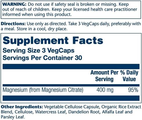 Solaray Magnesium Citrate, Veg Cap (Btl-Plastic) 400mg 90 Count | Pack of 2 in Saudi Arabia