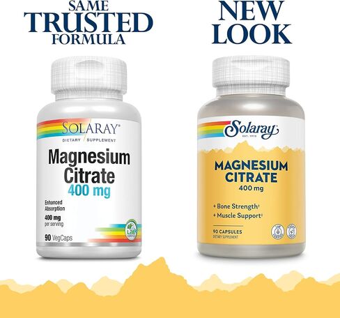Solaray Magnesium Citrate, Veg Cap (Btl-Plastic) 400mg 90 Count | Pack of 2 in Saudi Arabia
