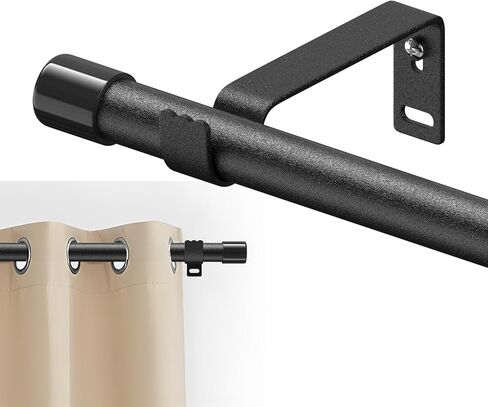 Curtain Rod for Windows 30 to 87 Inch 5/8 Inch Small Black Adjustable Curtain Rod Set for Bedroom Window Heavy Duty Drapery Rods with Brackets in Kuwait