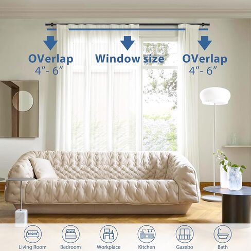 Curtain Rod for Windows 30 to 87 Inch 5/8 Inch Small Black Adjustable Curtain Rod Set for Bedroom Window Heavy Duty Drapery Rods with Brackets in Kuwait