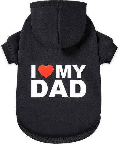 GreenJoy Dog Sweater Dog Hoodie الطقس البارد معطف الكلب سترة مقنعين للجراء والقطط والكلاب الصغيرة والمتوسطة والكبيرة (X-Large، أسود (I Love My Dad)) in Kuwait