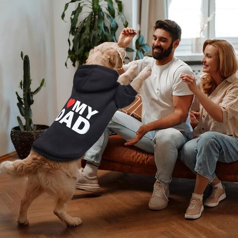 GreenJoy Dog Sweater Dog Hoodie الطقس البارد معطف الكلب سترة مقنعين للجراء والقطط والكلاب الصغيرة والمتوسطة والكبيرة (X-Large، أسود (I Love My Dad)) in Kuwait