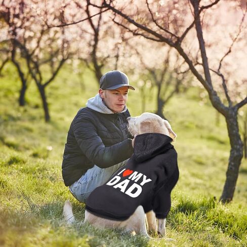 GreenJoy Dog Sweater Dog Hoodie الطقس البارد معطف الكلب سترة مقنعين للجراء والقطط والكلاب الصغيرة والمتوسطة والكبيرة (X-Large، أسود (I Love My Dad)) in Kuwait