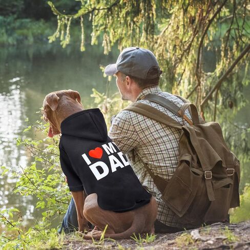 GreenJoy Dog Sweater Dog Hoodie الطقس البارد معطف الكلب سترة مقنعين للجراء والقطط والكلاب الصغيرة والمتوسطة والكبيرة (X-Large، أسود (I Love My Dad)) in Kuwait