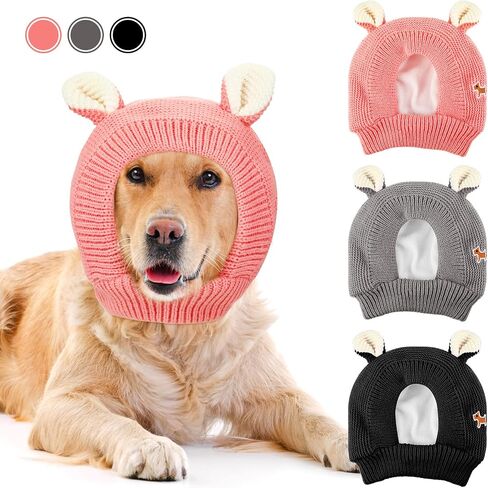 3 Pieces Quiet Ears for Dogs, Dog Ear Muffs Noise Protection Knitted Dog Hats, Warm Dog Ear Cover Winter Hat Dog Snood Head Wrap Bunny Costume Hat for Medium to Large Dogs Cats Pets in Saudi Arabia