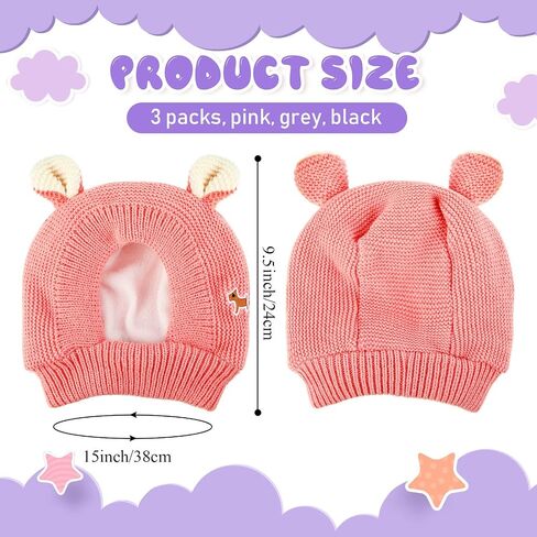 3 Pieces Quiet Ears for Dogs, Dog Ear Muffs Noise Protection Knitted Dog Hats, Warm Dog Ear Cover Winter Hat Dog Snood Head Wrap Bunny Costume Hat for Medium to Large Dogs Cats Pets in Saudi Arabia
