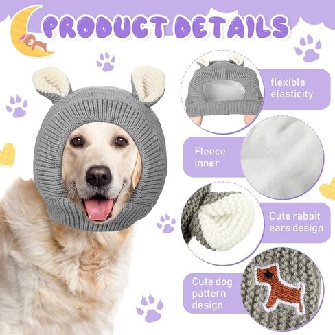 3 Pieces Quiet Ears for Dogs, Dog Ear Muffs Noise Protection Knitted Dog Hats, Warm Dog Ear Cover Winter Hat Dog Snood Head Wrap Bunny Costume Hat for Medium to Large Dogs Cats Pets in Saudi Arabia