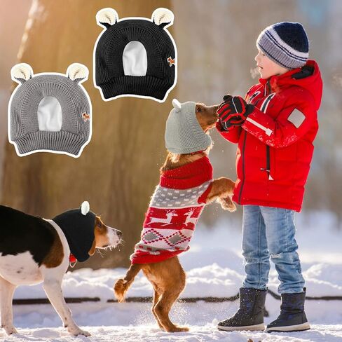 3 Pieces Quiet Ears for Dogs, Dog Ear Muffs Noise Protection Knitted Dog Hats, Warm Dog Ear Cover Winter Hat Dog Snood Head Wrap Bunny Costume Hat for Medium to Large Dogs Cats Pets in Saudi Arabia