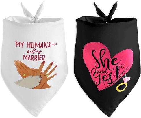Do-Dottii My Humans يتزوجون قالت نعم باندانا الكلب لصور الزفاف، هدية الخطوبة، هدية دش الزفاف، باندانا الكلب، باندانا زفاف الكلب، إعلان الخطوبة، باندانا الكلب (أسود + أبيض) in Kuwait