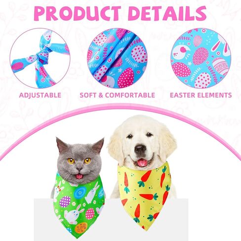 SilTriangle 100 Pcs Easter Dog Bandanas Bulk, Easter Egg and Bunny Carrot Dog Scarf for Boy and Girl, Holiday Bandanas for Dogs, Spring Triangle Bibs Pet Scarf Bandanas for Small Large Dogs and Cats in Saudi Arabia