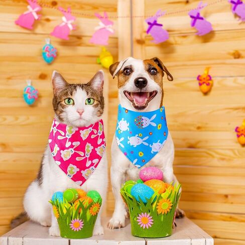 SilTriangle 100 Pcs Easter Dog Bandanas Bulk, Easter Egg and Bunny Carrot Dog Scarf for Boy and Girl, Holiday Bandanas for Dogs, Spring Triangle Bibs Pet Scarf Bandanas for Small Large Dogs and Cats in Saudi Arabia