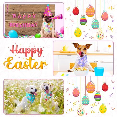 SilTriangle 100 Pcs Easter Dog Bandanas Bulk, Easter Egg and Bunny Carrot Dog Scarf for Boy and Girl, Holiday Bandanas for Dogs, Spring Triangle Bibs Pet Scarf Bandanas for Small Large Dogs and Cats in Saudi Arabia