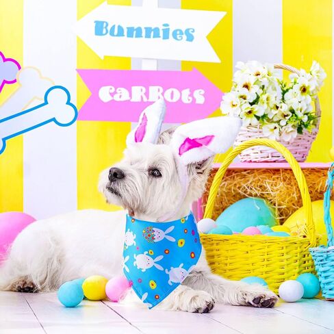 SilTriangle 100 Pcs Easter Dog Bandanas Bulk, Easter Egg and Bunny Carrot Dog Scarf for Boy and Girl, Holiday Bandanas for Dogs, Spring Triangle Bibs Pet Scarf Bandanas for Small Large Dogs and Cats in Saudi Arabia