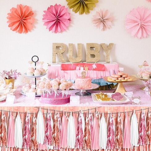 8P Bule Pink Foil Fringe Metallic Tassel Streamers Banner Tassel Garland for Parade Floats, Bachelorette, Wedding, Birthday, Halloween, Christmas, Bridal/Baby Shower Party Decorations in Saudi Arabia